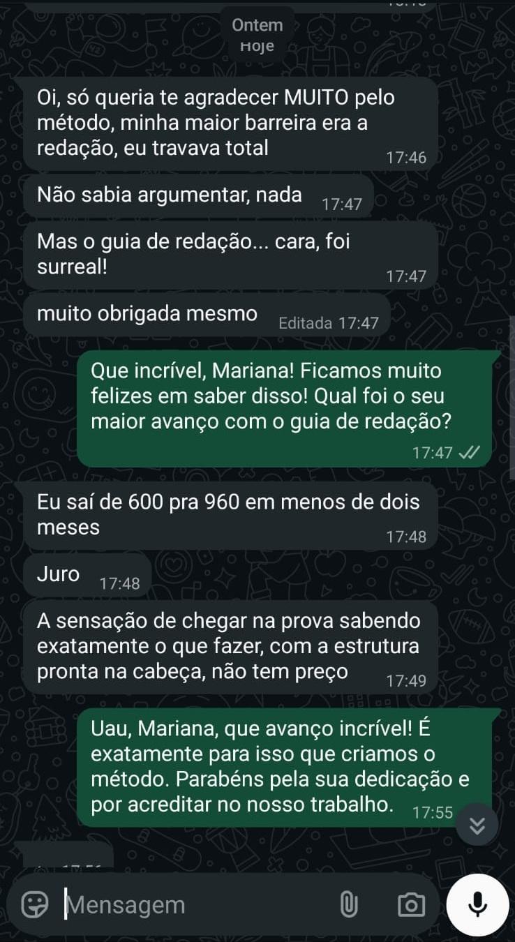 Depoimento de cliente no WhatsApp 1