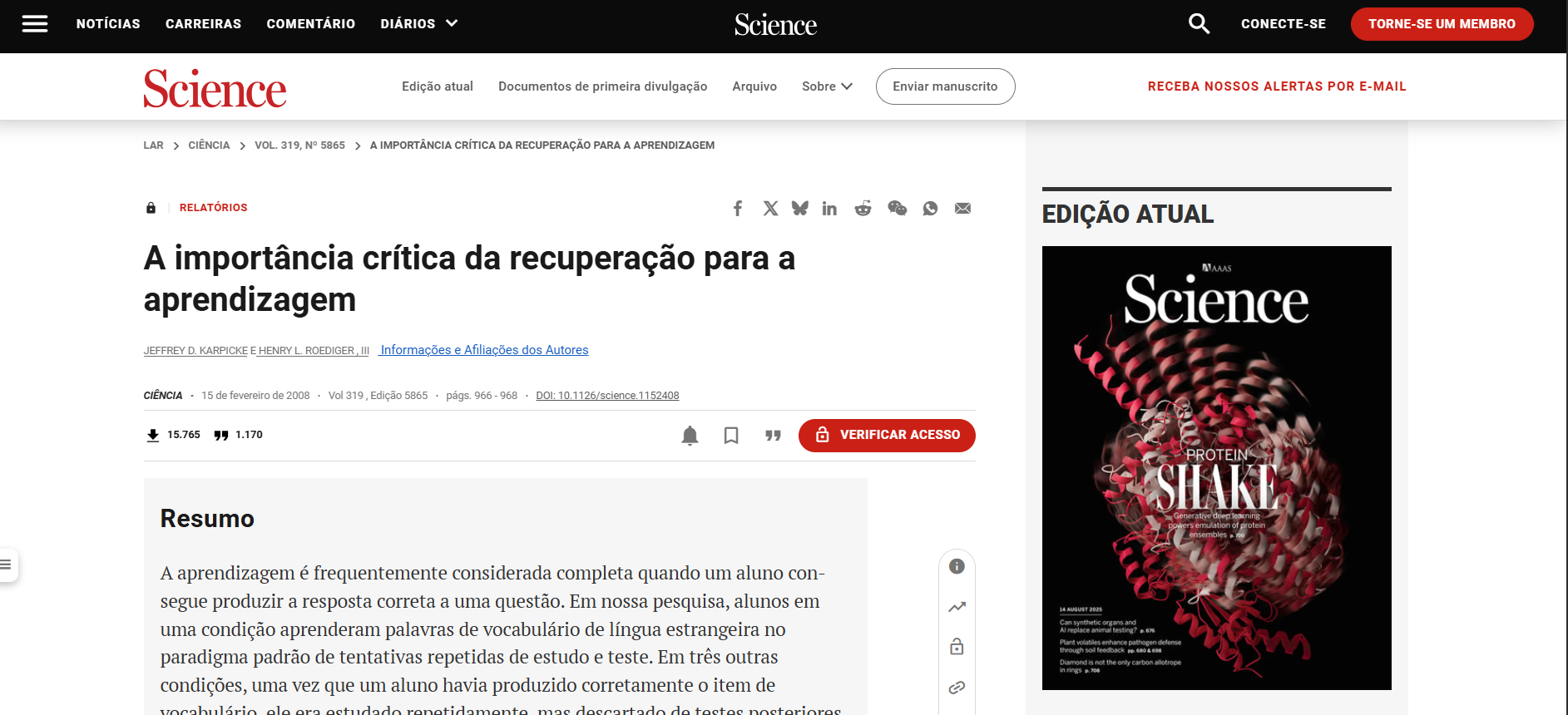 Notícia sobre neurociência e aprendizado